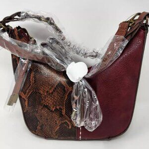 Time and Tru Alice Crossbody handbag red simulated snake skin